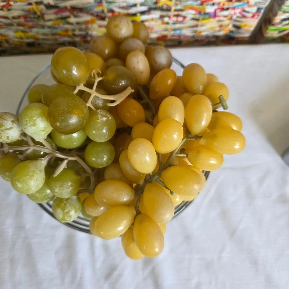 Vintage MCM Lucite Acrylic Grape Clusters Amber Yellow Green Set of 4 Decor